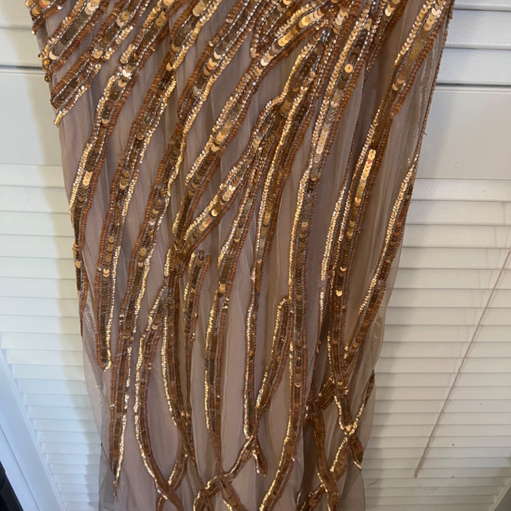 NWT Mac Duggal Long Sleeve Sequin Streaked Copper Dress 5438 - Picture 3 of 12